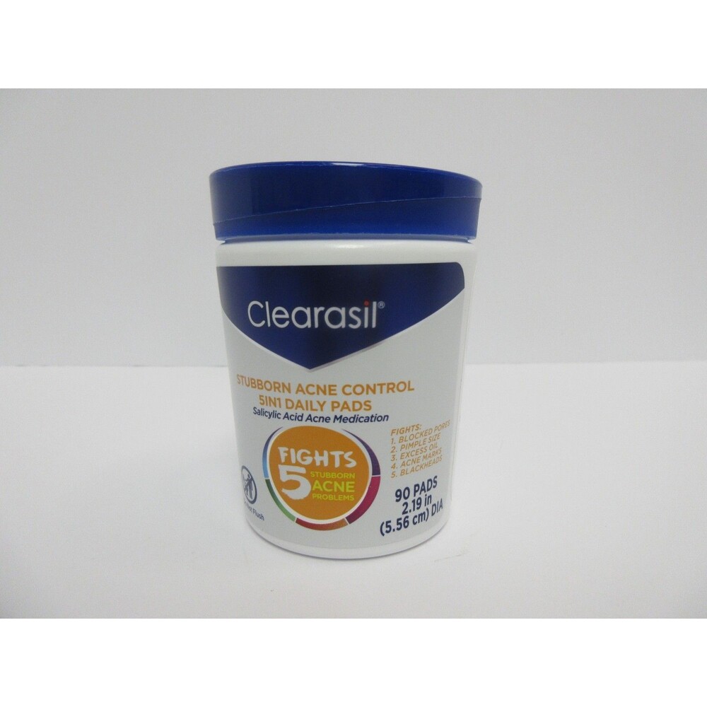 Clearasil 5 in 1 Daily Medicated Pads Stubborn Acne Control, 90ct